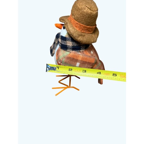 Harvest Autumn Fall Fabric Felt Bird Plaid Scarf Hat Holiday Decor - Picture 9 of 9